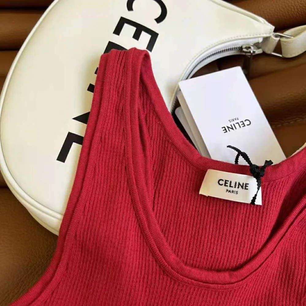 Celine Athletic Knit Bra Top for Women in Red Celine Athletic Knit Bra Top for Women in Red