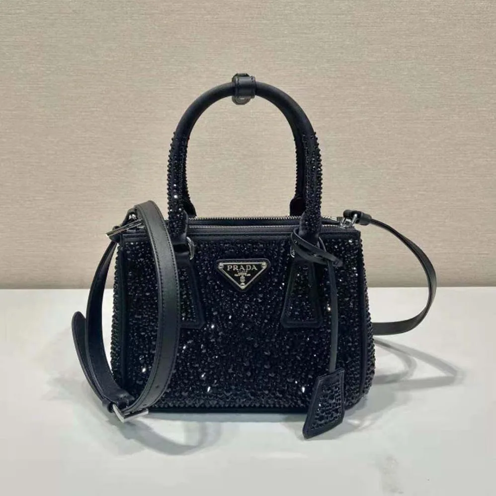 Prada Galleria Satin Mini-bag with Crystals for Women in Black