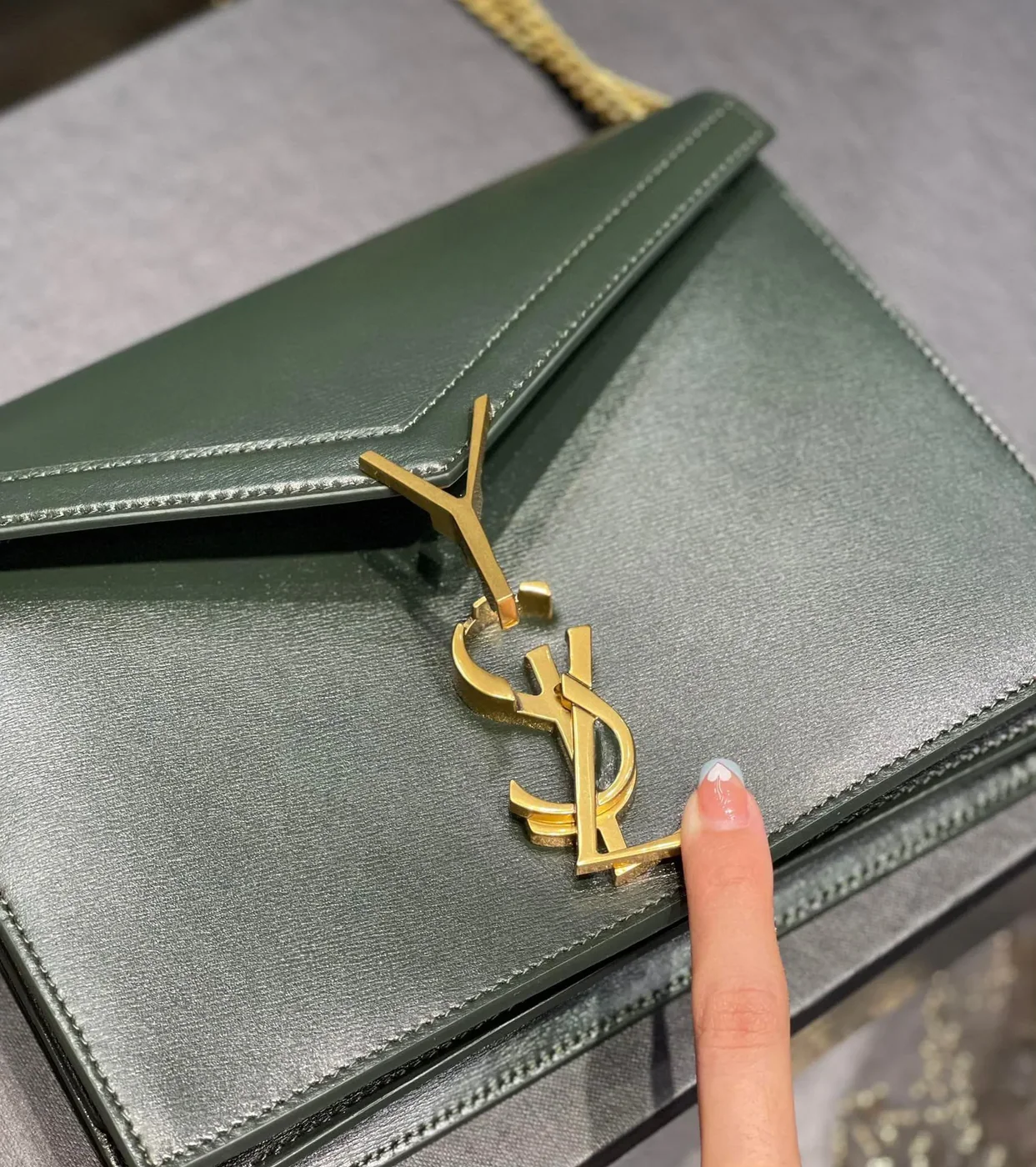 Saint Laurent Cassandra Medium Shoulder Bag in Green Gold Hardware Saint Laurent Cassandra Medium Shoulder Bag in Green Gold Hardware