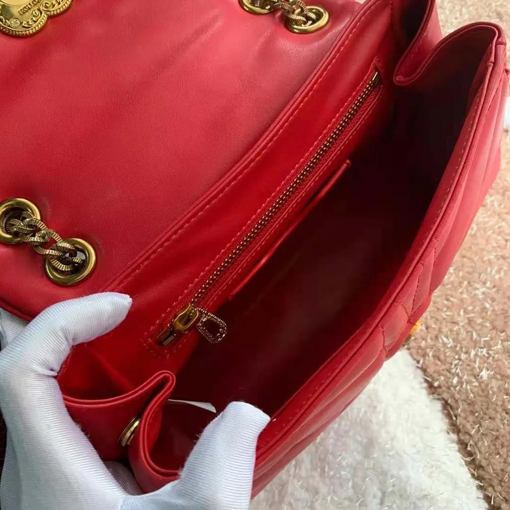 Dolce Gabbana D&G Large Devotion Shoulder Bag in Quilted Nappa Leather for Women in Red