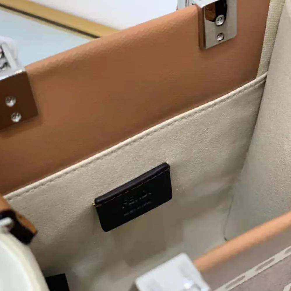 Fendi Mini Sunshine Shopper Brown Patent Leather and Canvas Mini for Women in Bag
