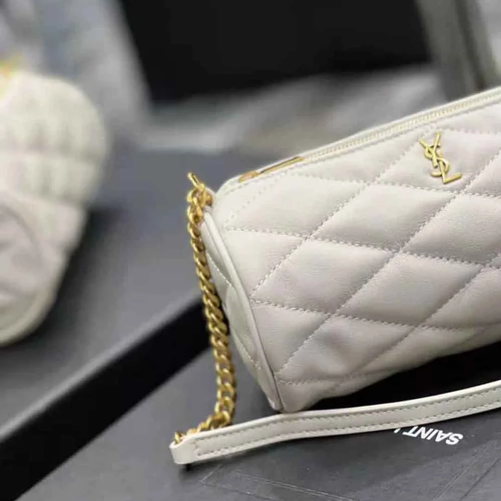 Saint Laurent YSL Sade Mini Tube Bag in Quilted Lambskin for Women in White