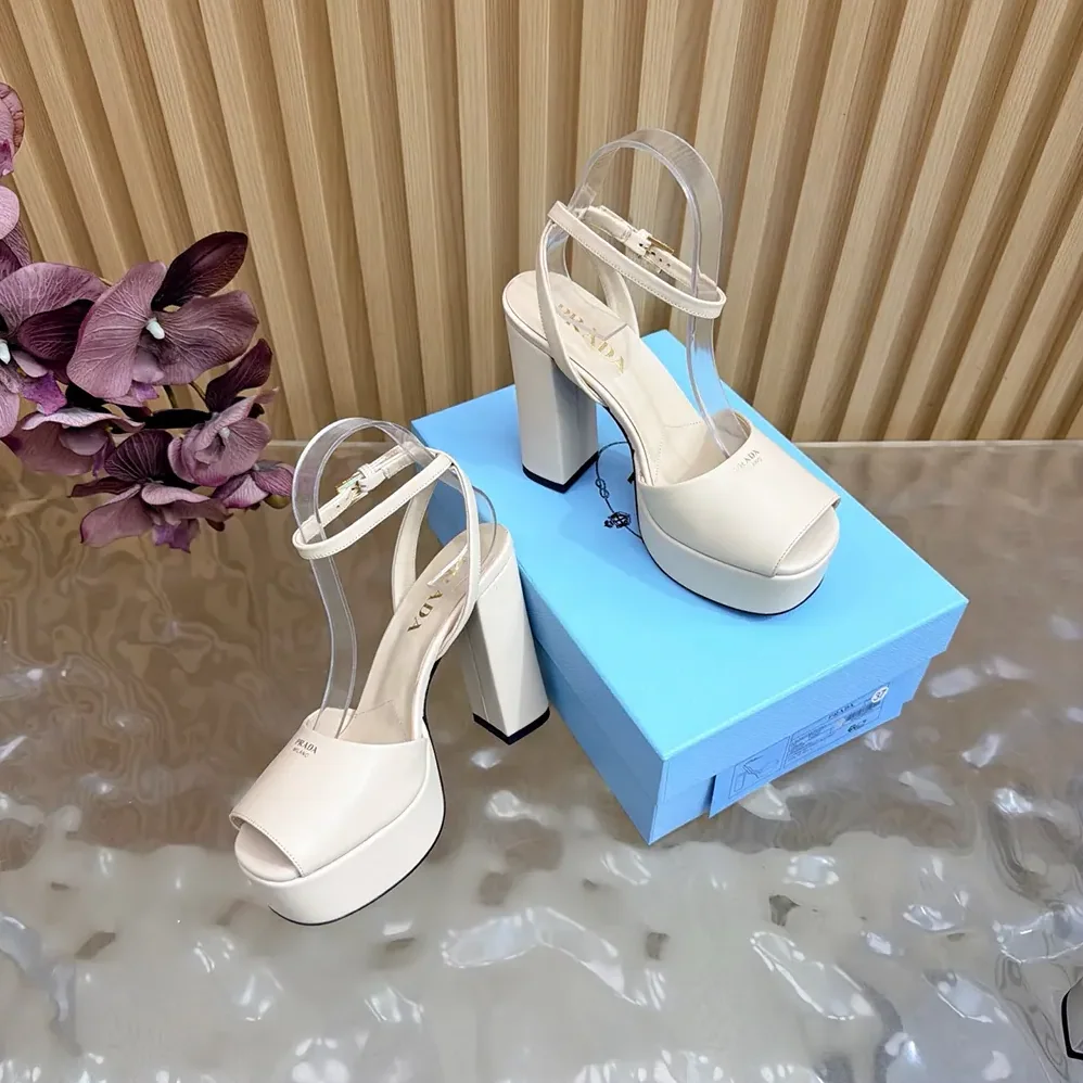 Prada Nappa Leather Platform Sandals for Women in White Prada Nappa Leather Platform Sandals for Women in White