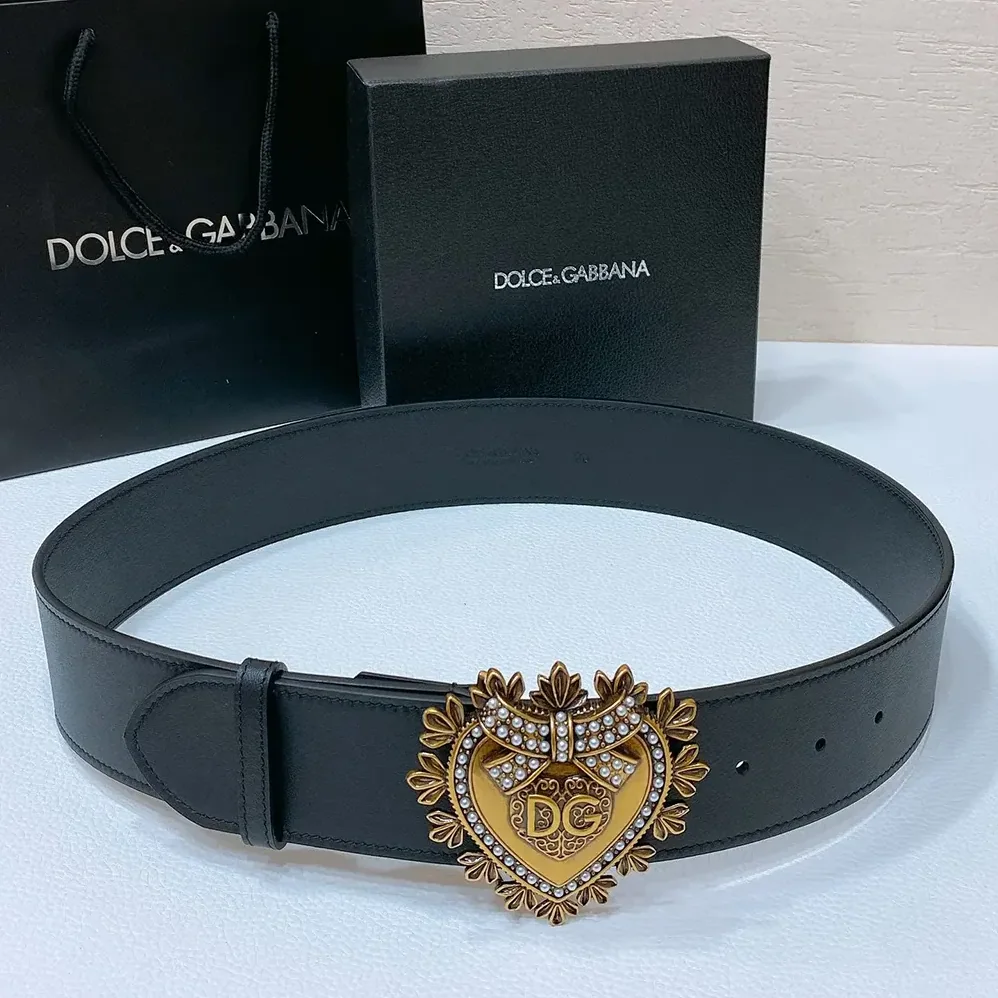 Dolce Gabbana D&G Leather Devotion Belt for Women in Black
