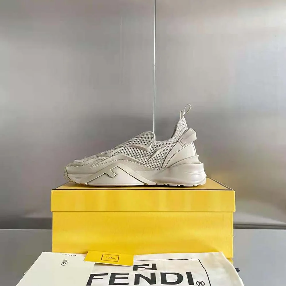 Fendi Flow Beige Mesh Running Sneakers for Unisex Fendi Flow Beige Mesh Running Sneakers for Unisex