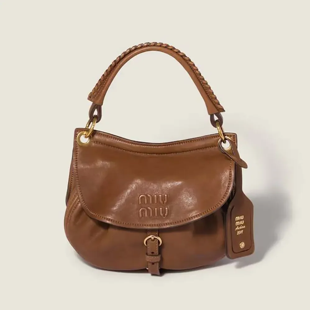 Miu Miu Rendez-Vous Nappa Leather Bag Oak for Women Miu Miu Rendez-Vous Nappa Leather Bag Oak for Women