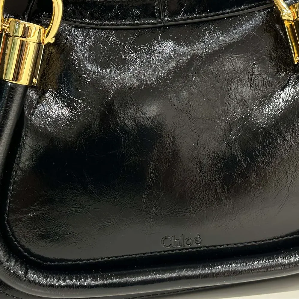 Chloe Small Paraty 24 Bag in Shiny Leather for Women in Black Chloe Small Paraty 24 Bag in Shiny Leather for Women in Black