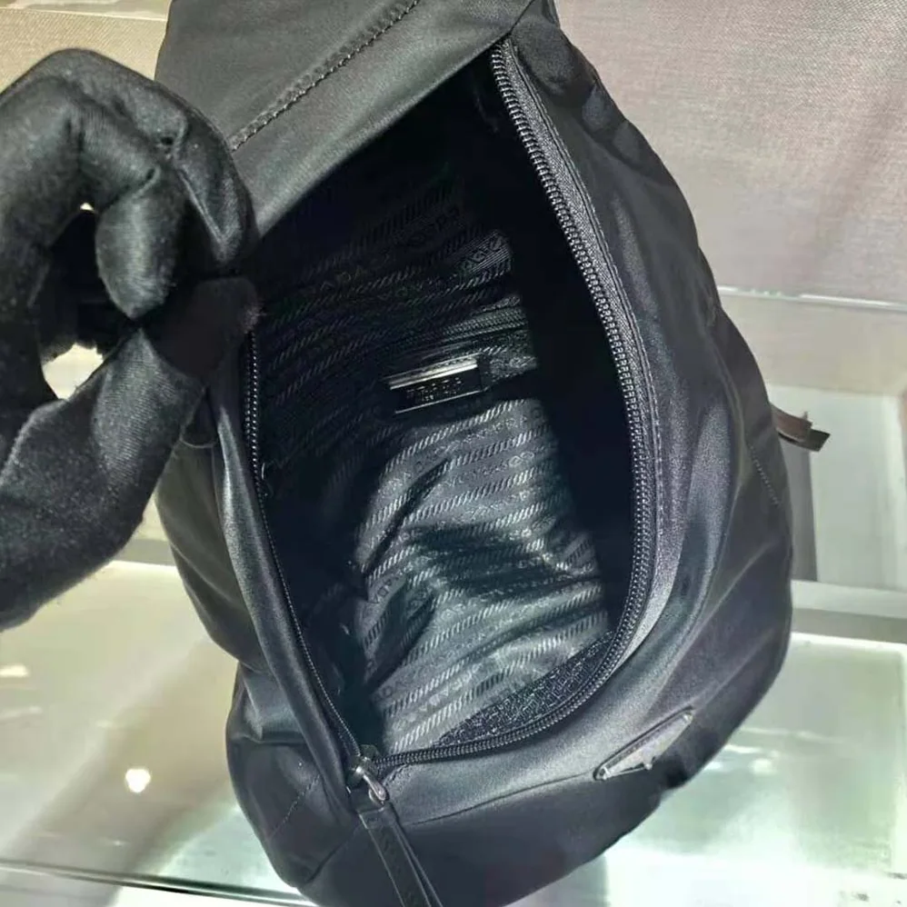 Prada Re-Nylon and Leather Backpack for Women in Black