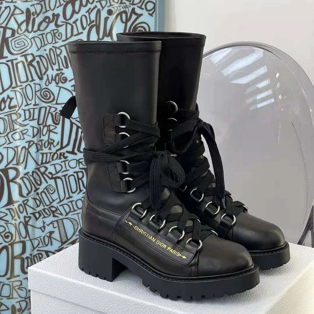 Dior D-Fight Ankle Boot Black Lambskin for Women