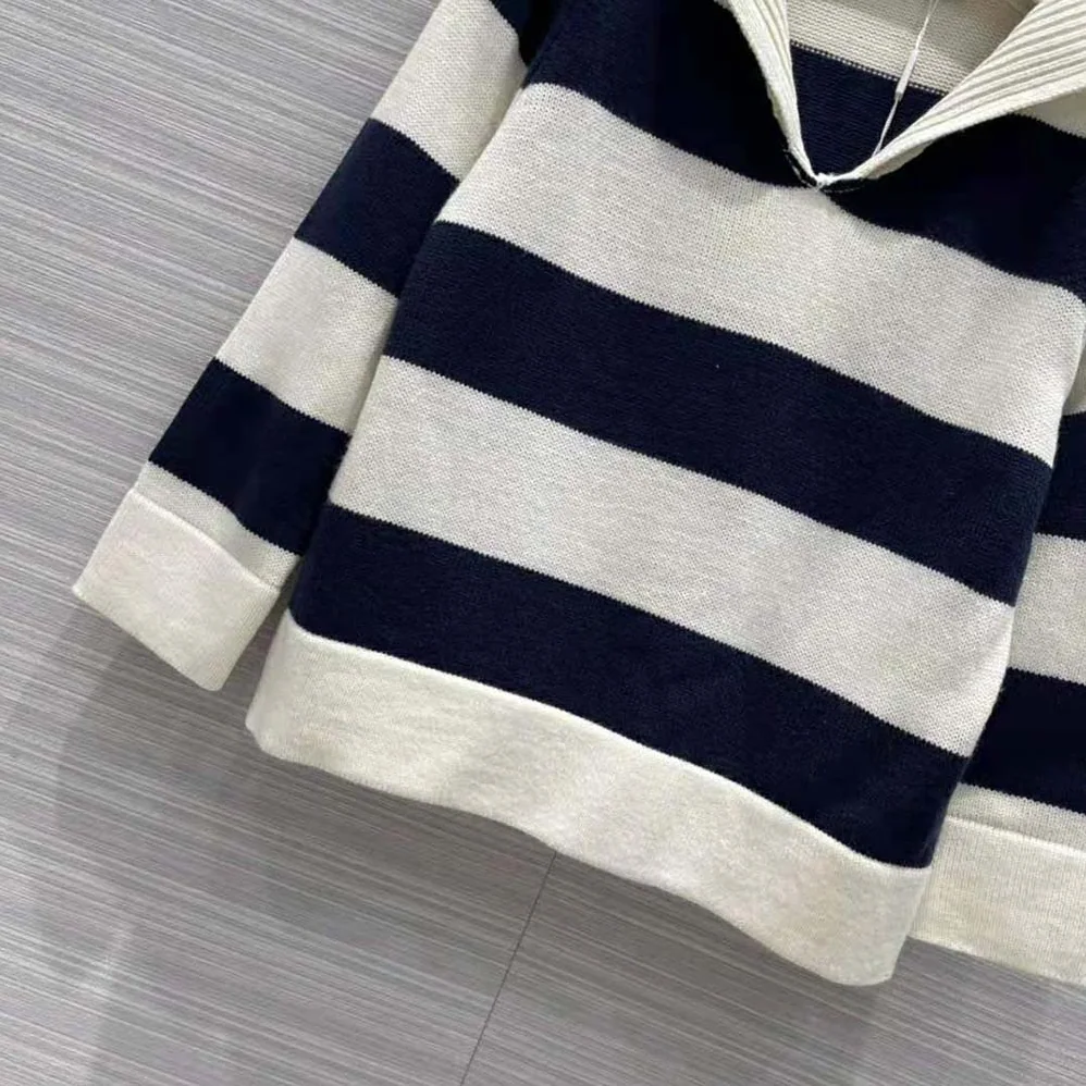 Dior Sweater Navy Blue and Ecru Dior Marinière Wool and Cashmere Knit for Women
