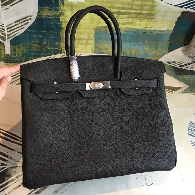 Hermes Birkin Top Handle Bag in Black Silver Hardware