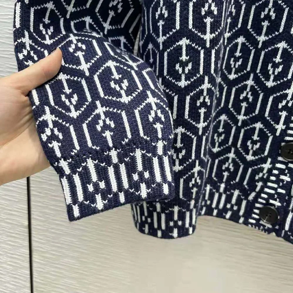 Prada Jacquard Shetland Wool Cardigan for Women Prada Jacquard Shetland Wool Cardigan for Women