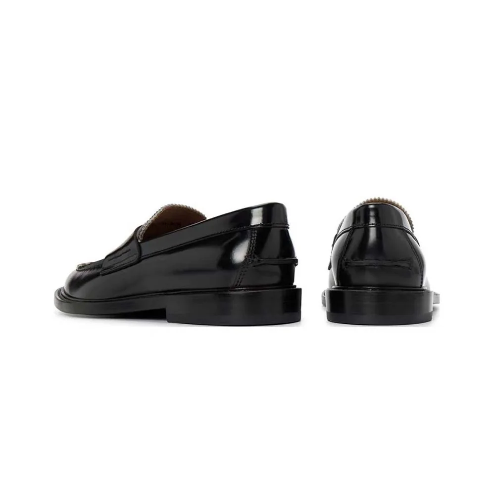 Burberry Check Panel Leather Loafers for Men in Black Burberry Check Panel Leather Loafers for Men in Black