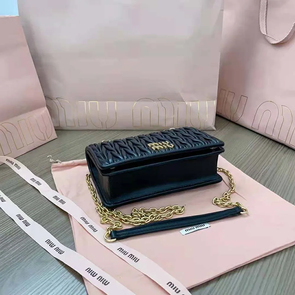 Miu Miu Matelassé Nappa Leather Mini-bag for Women in Black Miu Miu Matelassé Nappa Leather Mini-bag for Women in Black