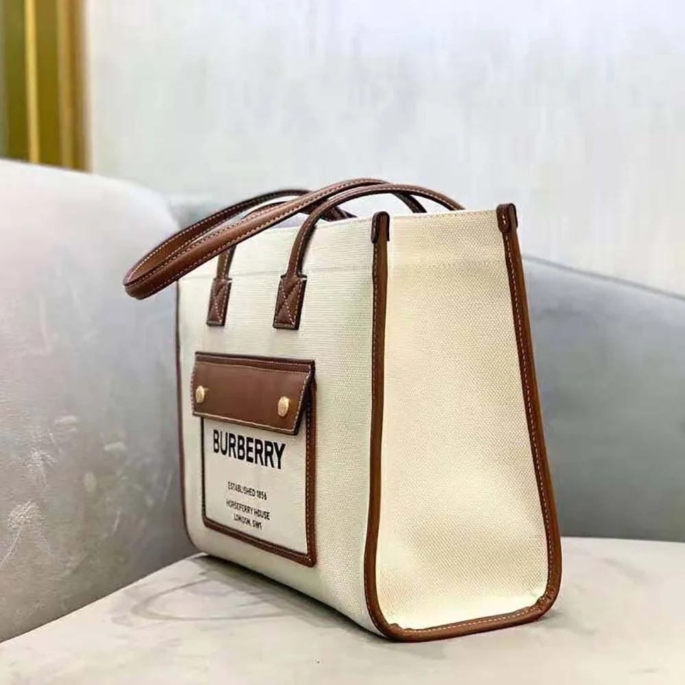 Burberry Small Freya Tote for Women in Beige