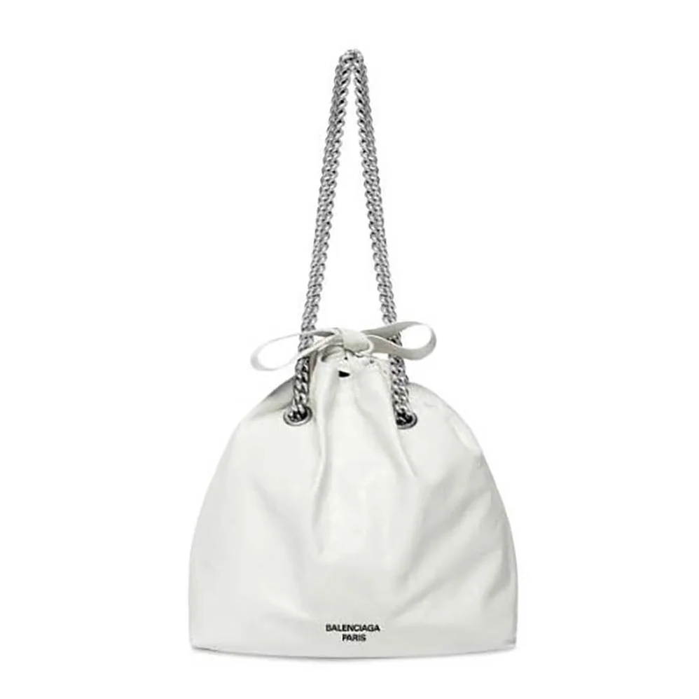 Balenciaga Crush Small Tote Bag in White Crushed Calfskin for Women Balenciaga Crush Small Tote Bag in White Crushed Calfskin for Women