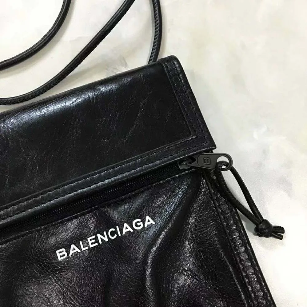 Balenciaga Explorer Pouch Strap in Leather for Men in Black Balenciaga Explorer Pouch Strap in Leather for Men in Black