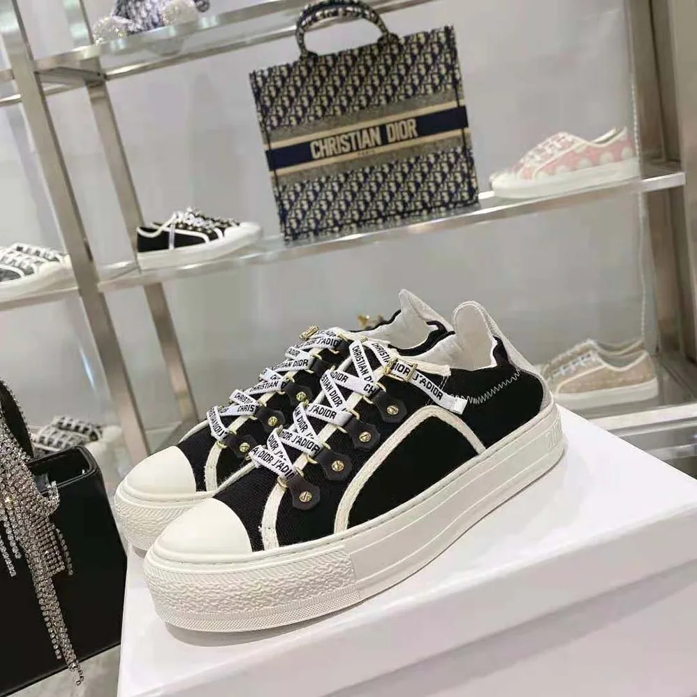 Dior Walk N Dior Sneaker Black Canvas and White Suede Calfskin for Women Dior Walk N Dior Sneaker Black Canvas and White Suede Calfskin for Women