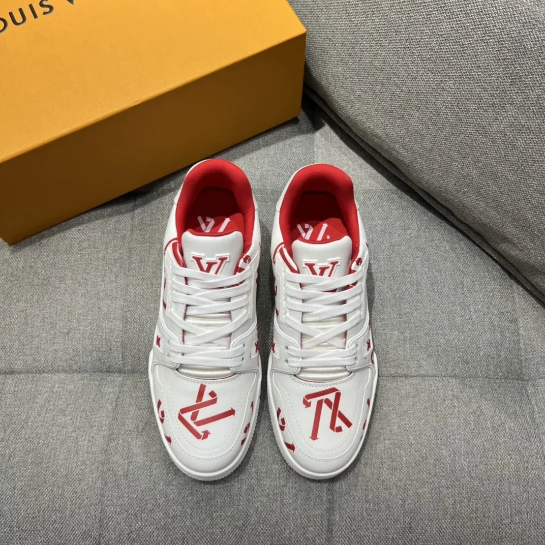 Louis Vuitton LV Trainer Sneaker Red LV 1AAGYR Louis Vuitton LV Trainer Sneaker Red LV 1AAGYR