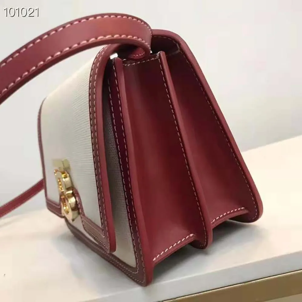 Burberry Small Two-tone Canvas and Leather TB Bag for Women in Red Burberry Small Two-tone Canvas and Leather TB Bag for Women in Red
