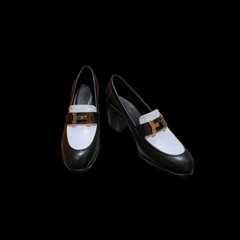 Hermes Loafers White in Black