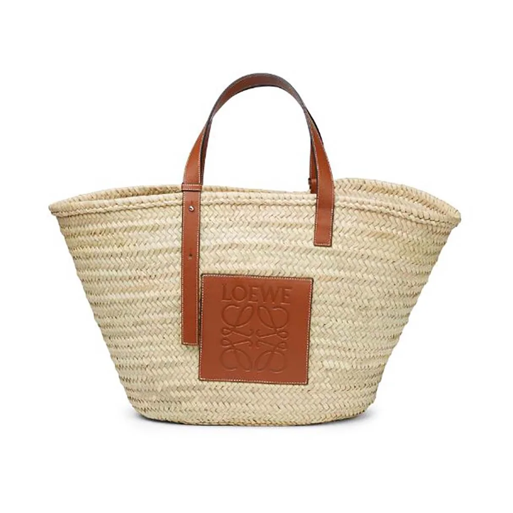 Loewe Large Basket Bag in Palm Leaf and Calfskin for Women Loewe Large Basket Bag in Palm Leaf and Calfskin for Women