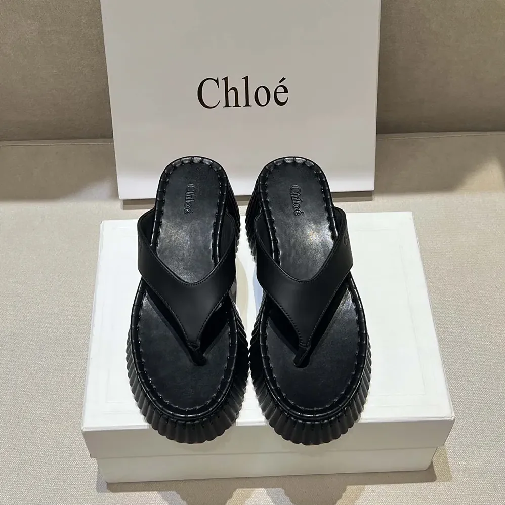 Chloe Nama Wedge Slide for Women in Black