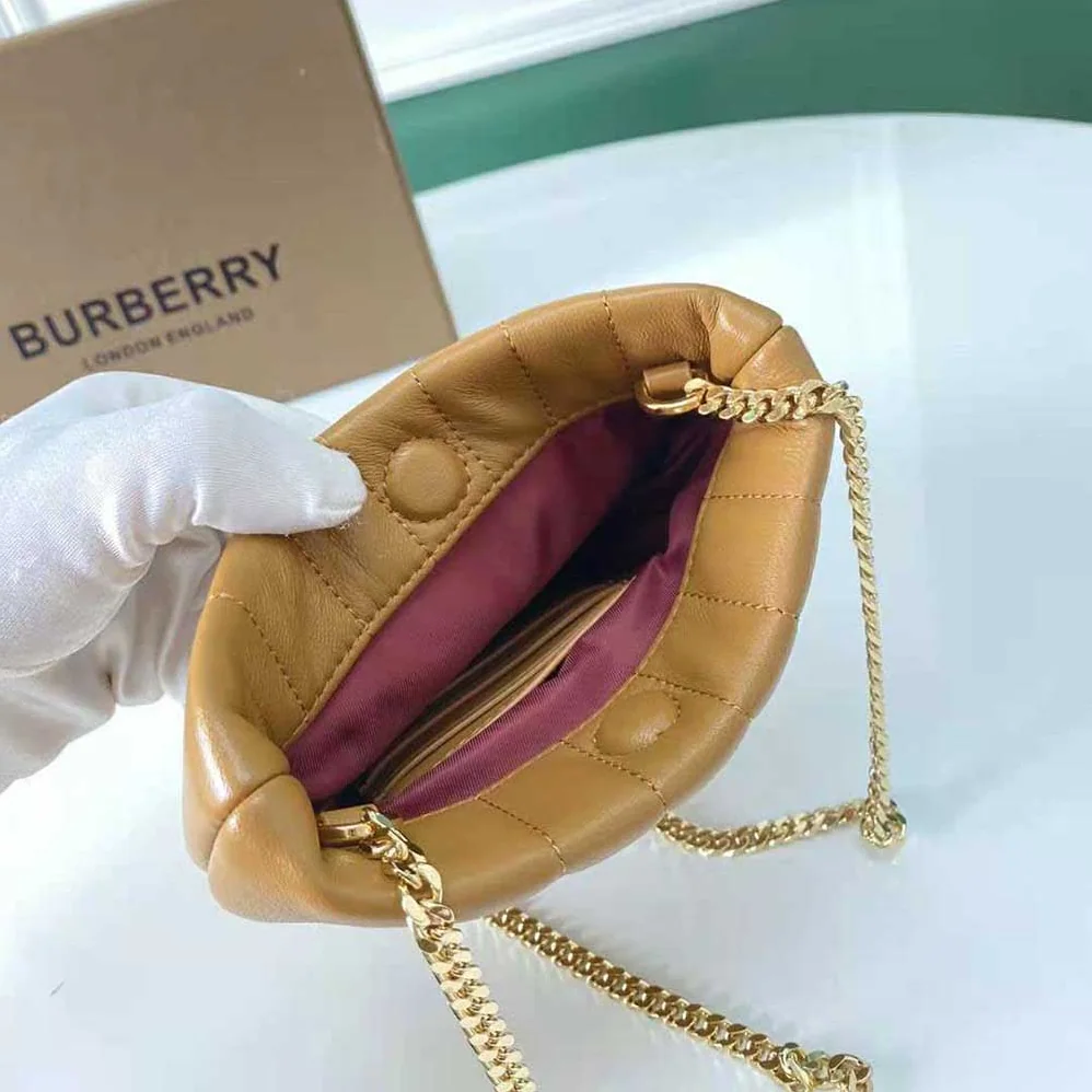 Burberry Micro Quilted Lambskin Lola Bucket Bag for Women in Brown Burberry Micro Quilted Lambskin Lola Bucket Bag for Women in Brown