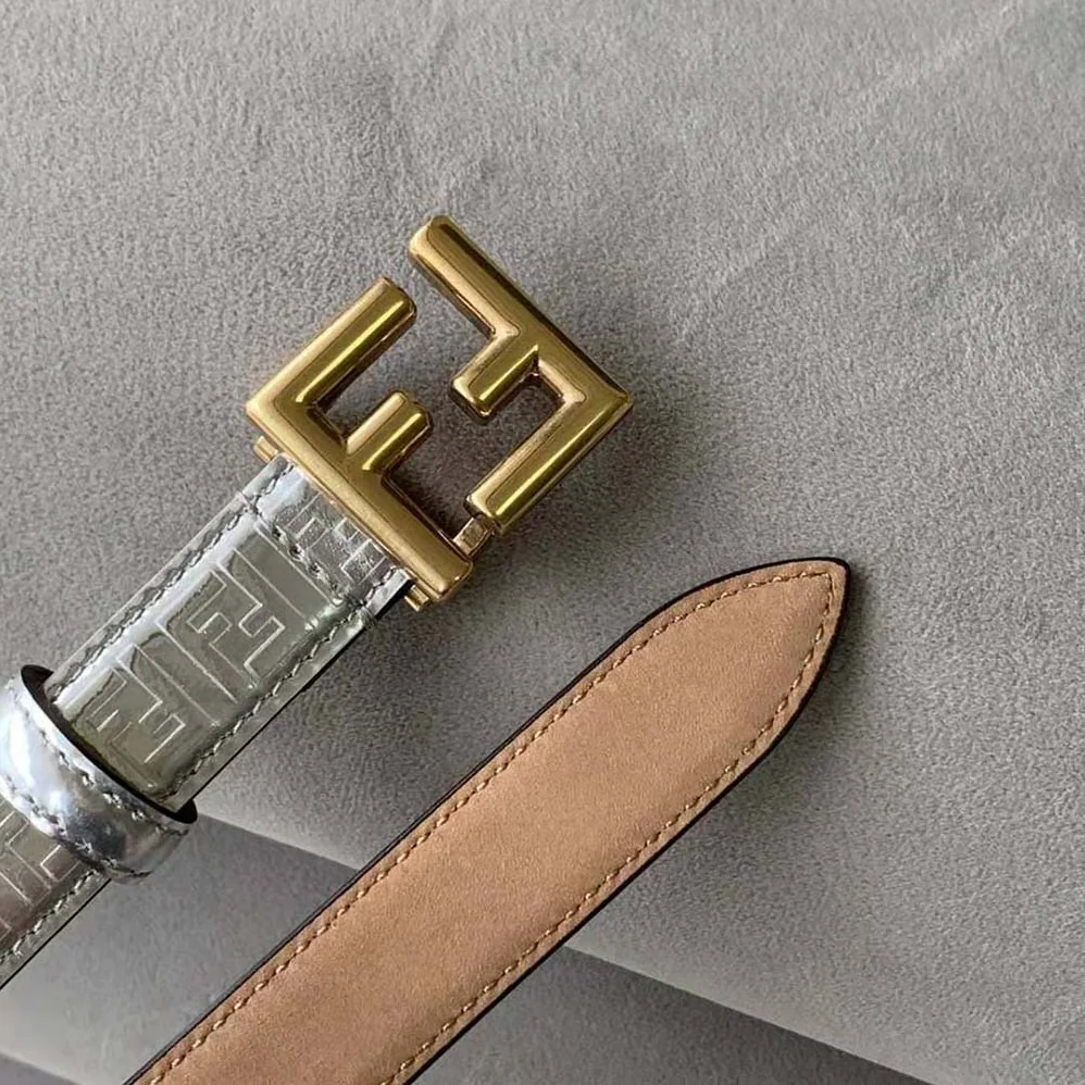 Fendi FF Belt Silver Leather-8C0648AQ1VF04TX for Women Fendi FF Belt Silver Leather-8C0648AQ1VF04TX for Women
