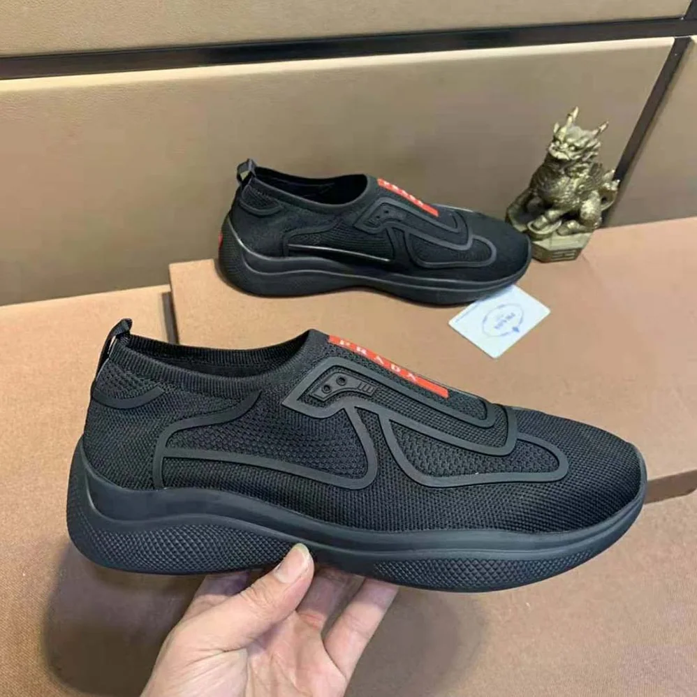 Prada Bike Knit Sneakers for Men in Black