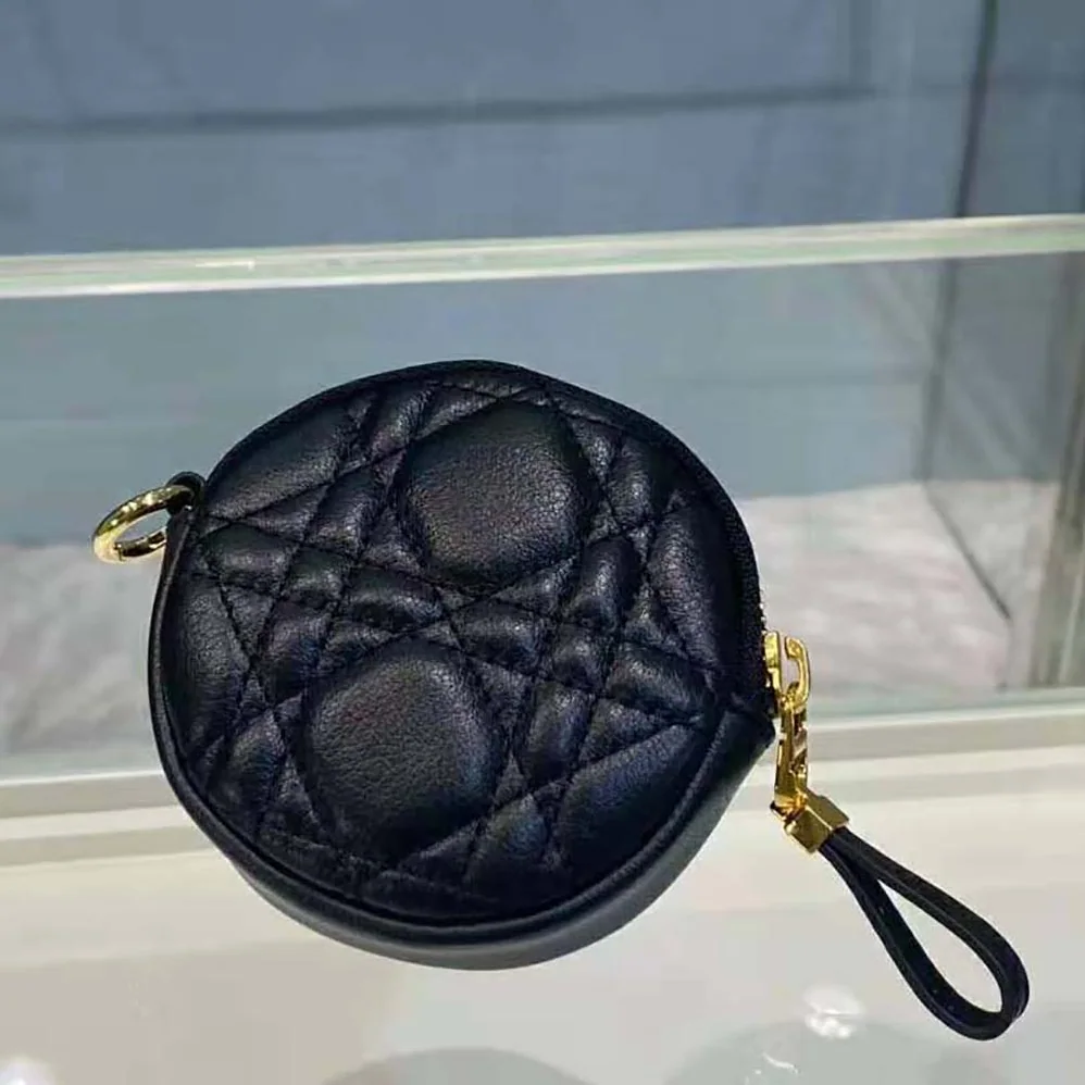 Dior Detachable Dior Caro Round Coin Purse for Women in Black Dior Detachable Dior Caro Round Coin Purse for Women in Black