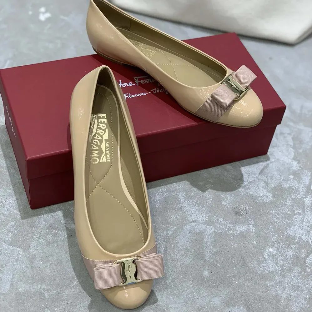 Salvatore Ferragamo Varina Ballet Flat for Women in Sandy Salvatore Ferragamo Varina Ballet Flat for Women in Sandy