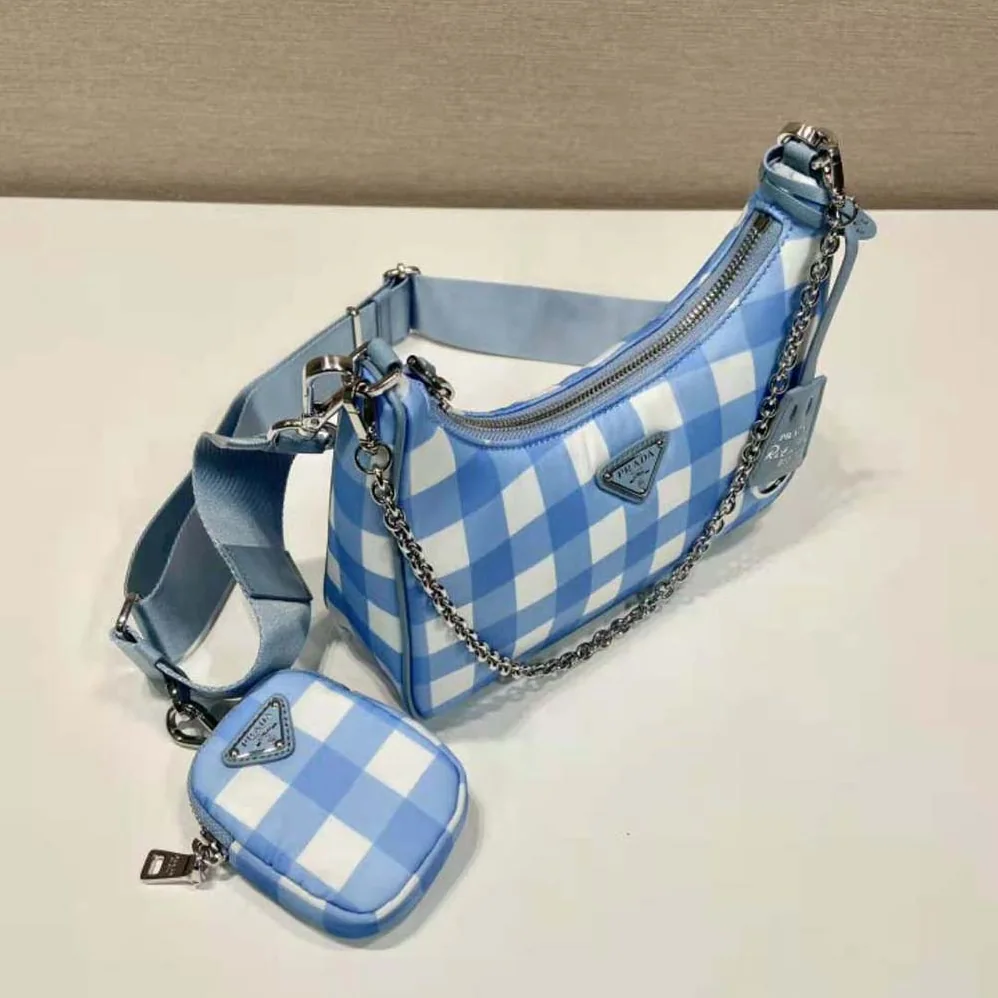 Prada Re-Edition 2005 Printed Re-Nylon Bag for Women in Blue