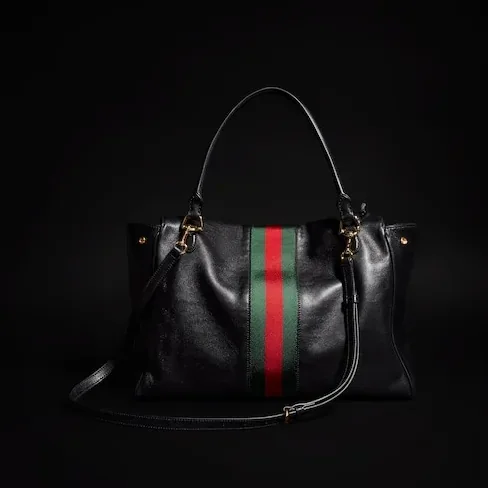 Gucci Paparazzo Large Top Handle Bag in Black Gold Hardware