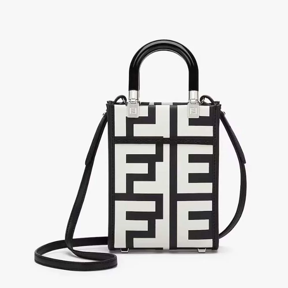 Fendi Mini Sunshine Shopper Two-Tone Printed Lleather Fendi Roma Capsule Mini for Women in Bag Fendi Mini Sunshine Shopper Two-Tone Printed Lleather Fendi Roma Capsule Mini for Women in Bag