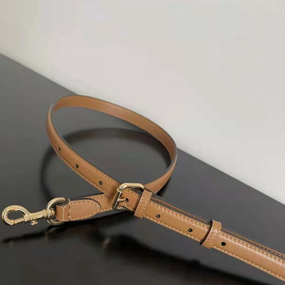 Fendi Touch Leather Bag with A Metal FF Clasp for Women in Brown
