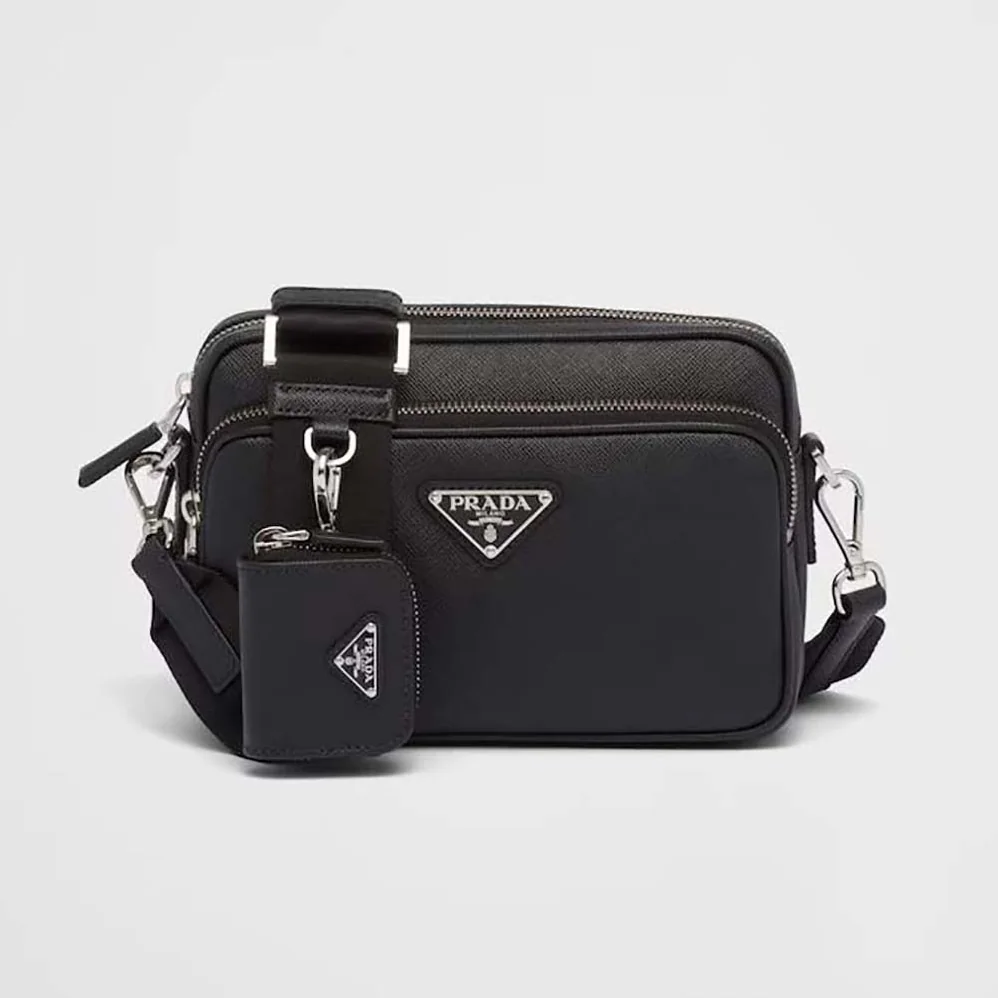 Prada Saffiano Leather Shoulder Bag for Men in Black Prada Saffiano Leather Shoulder Bag for Men in Black