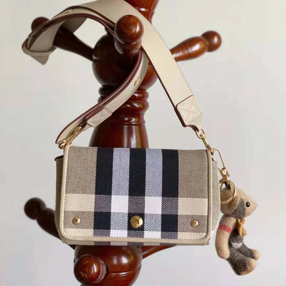 Burberry Small Check Canvas Crossbody Bag for Women Burberry Small Check Canvas Crossbody Bag for Women