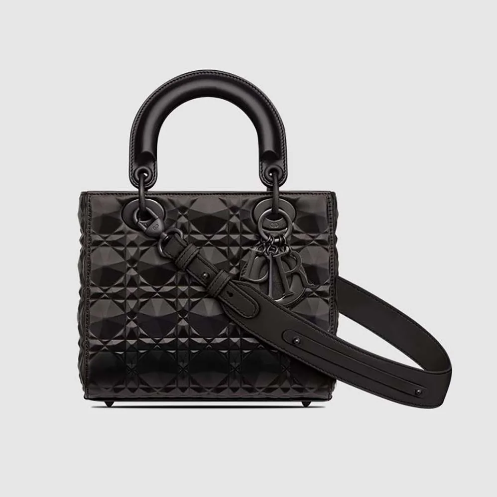 Dior Small Lady Dior my Abcdior Bag Black Cannage Calfskin with Diamond Motif for Women