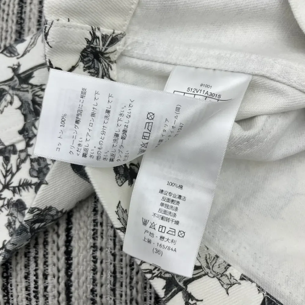Dior Caro Jacket White Cotton Denim with Blue Dior Chardons Motif for Women Dior Caro Jacket White Cotton Denim with Blue Dior Chardons Motif for Women