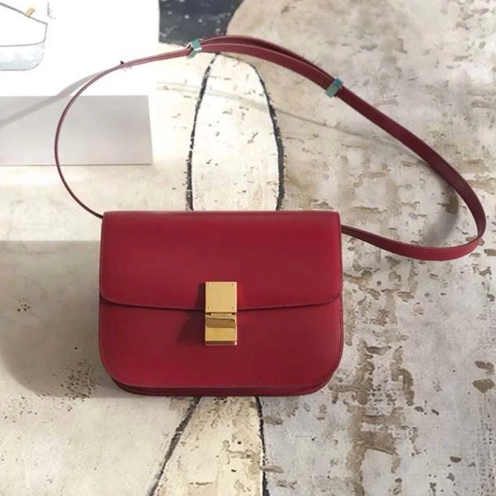 Celine Small Classic Bag in Box Calfskin Leather for Women in Maroon