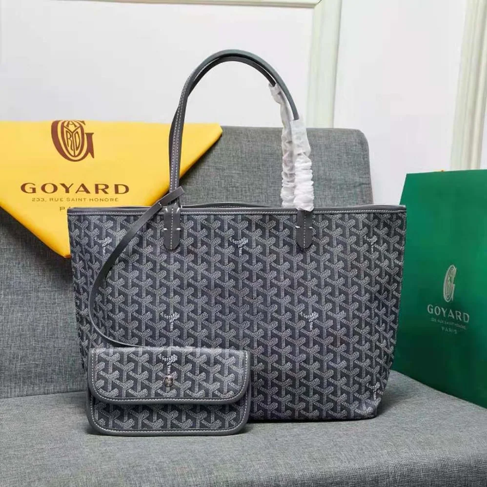 Goyard Sac Artois MM in Goyardine Canvas & Chevroches Calfskin for Women in Gray Goyard Sac Artois MM in Goyardine Canvas & Chevroches Calfskin for Women in Gray