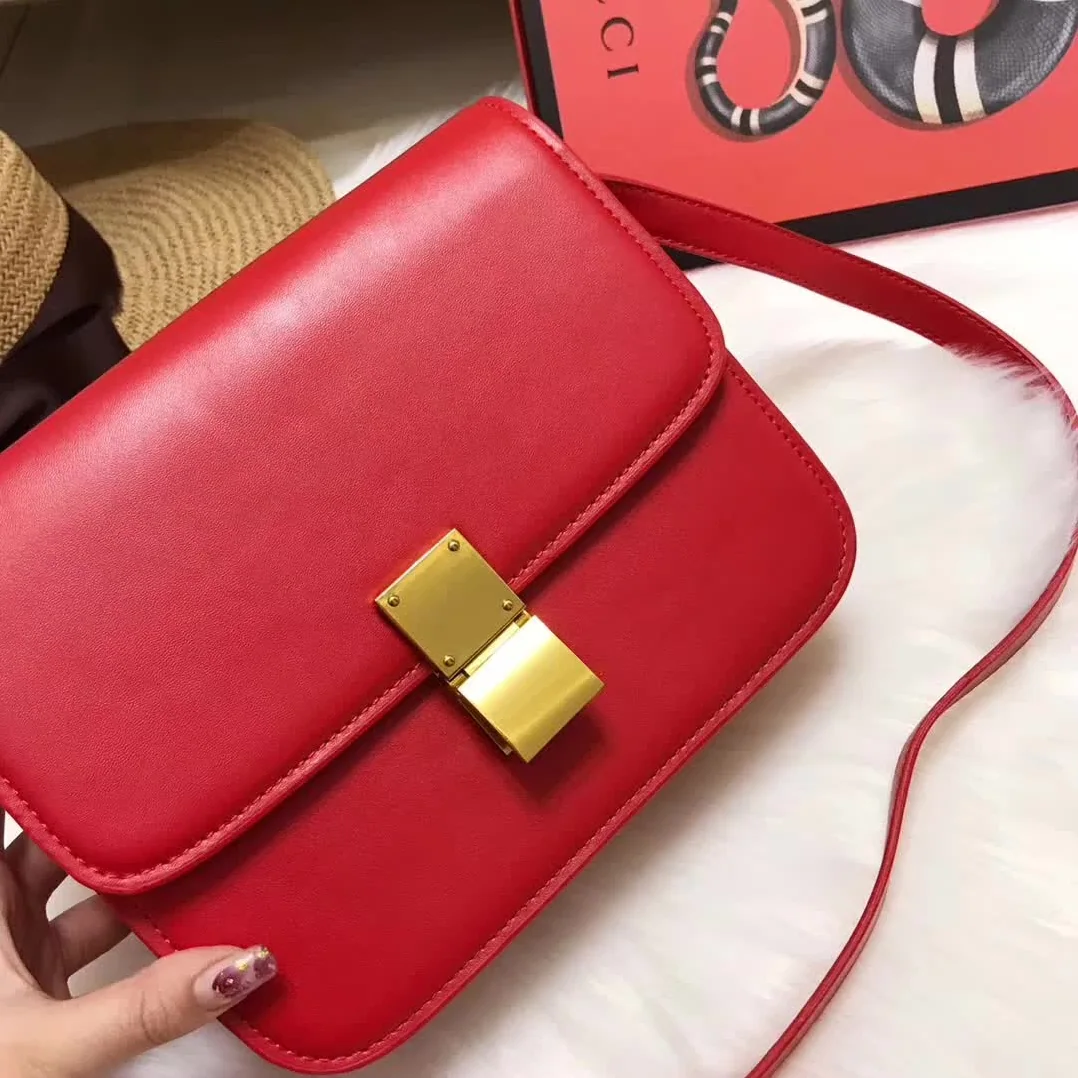 Celine Medium Classic Bag in Box Calfskin Leather in Red