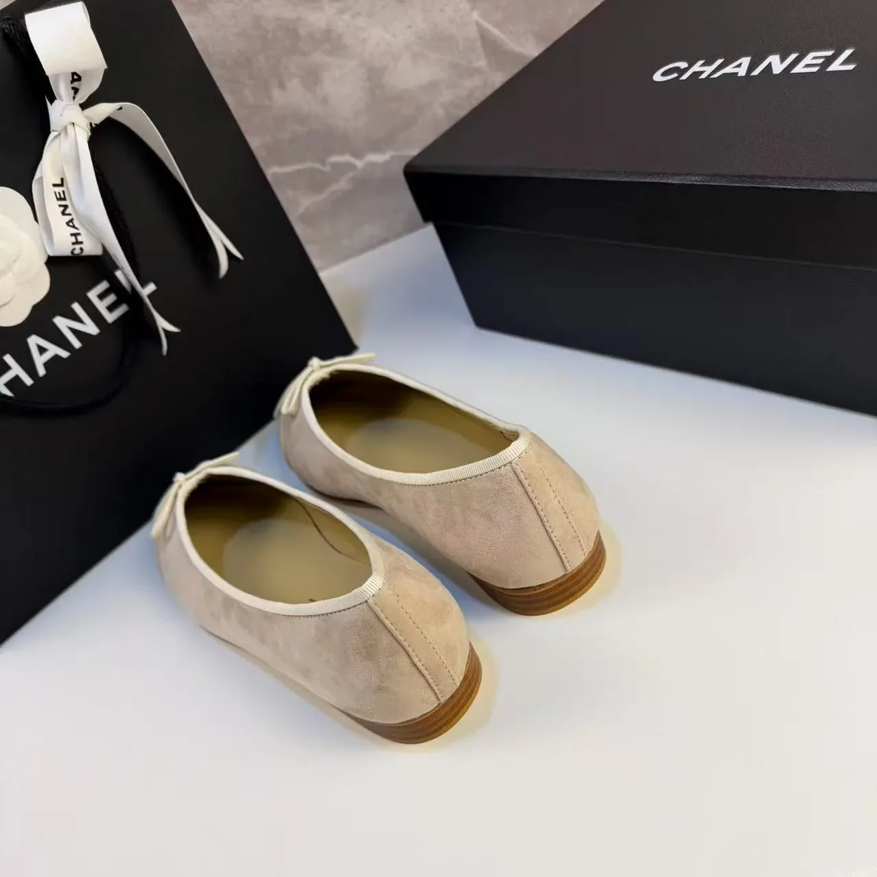 Chanel Ballet Flats Suede Cream Chanel Ballet Flats Suede Cream