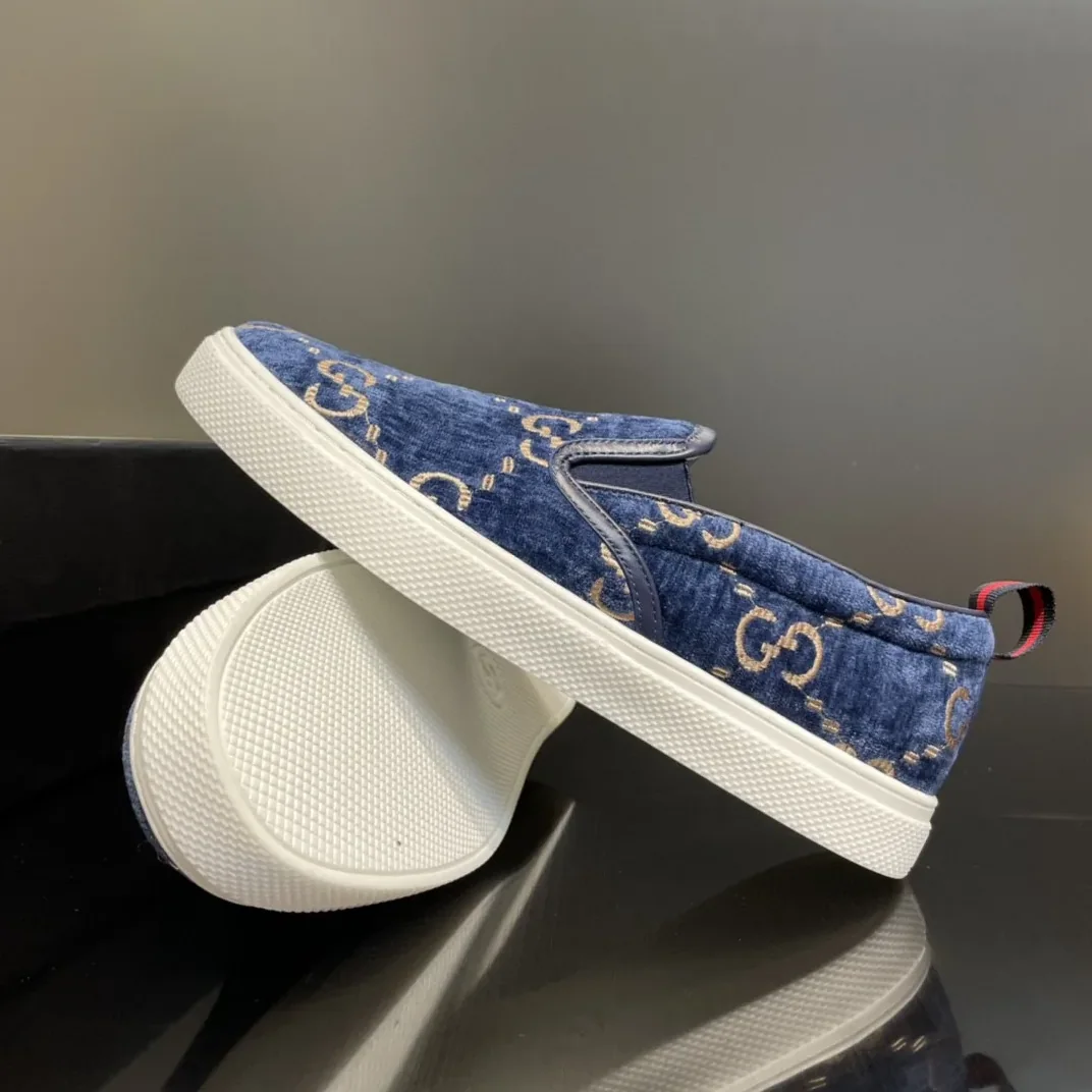 Gucci GG Supreme Slip for Men in on Sneaker Light Blue Gucci GG Supreme Slip for Men in on Sneaker Light Blue