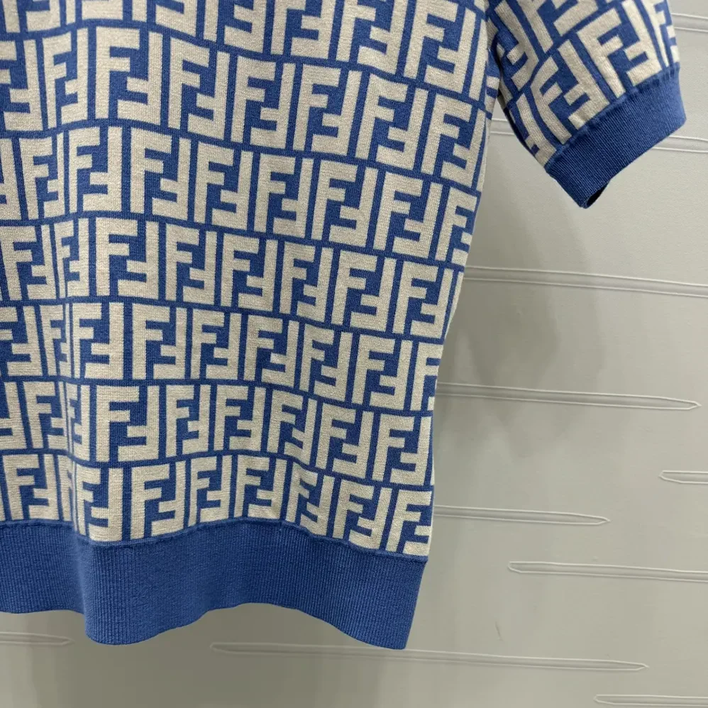 Fendi Sweater Blue FF Cotton Jumper for Women
