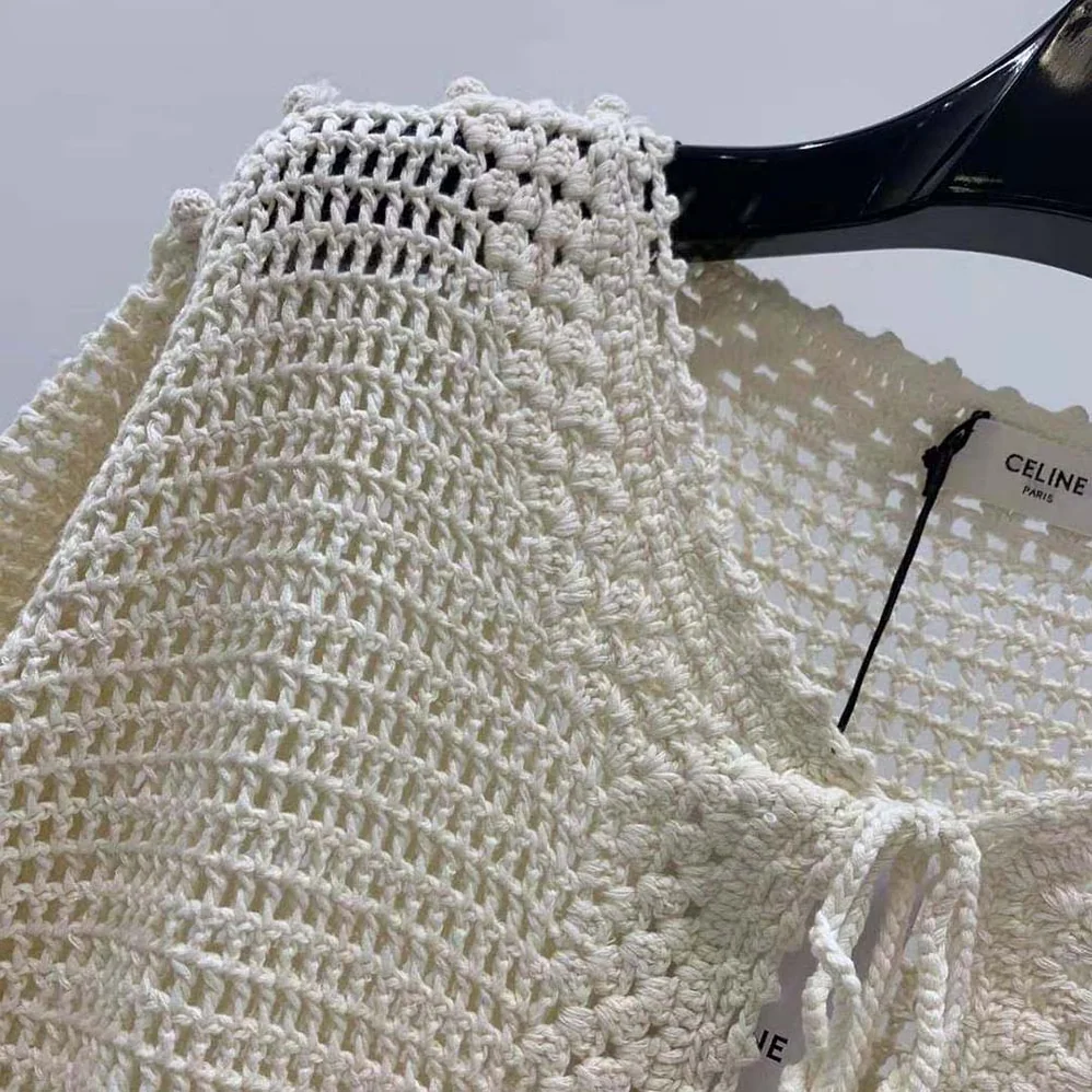 Celine Baja in Crocheted Cotton for Women in Beige Celine Baja in Crocheted Cotton for Women in Beige