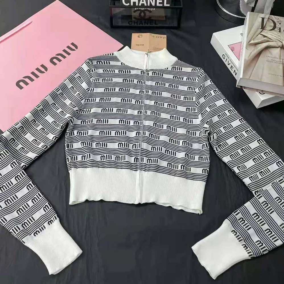 Miu Miu Cashmere and Silk Cardigan with Jacquard Logo for Women in White Miu Miu Cashmere and Silk Cardigan with Jacquard Logo for Women in White