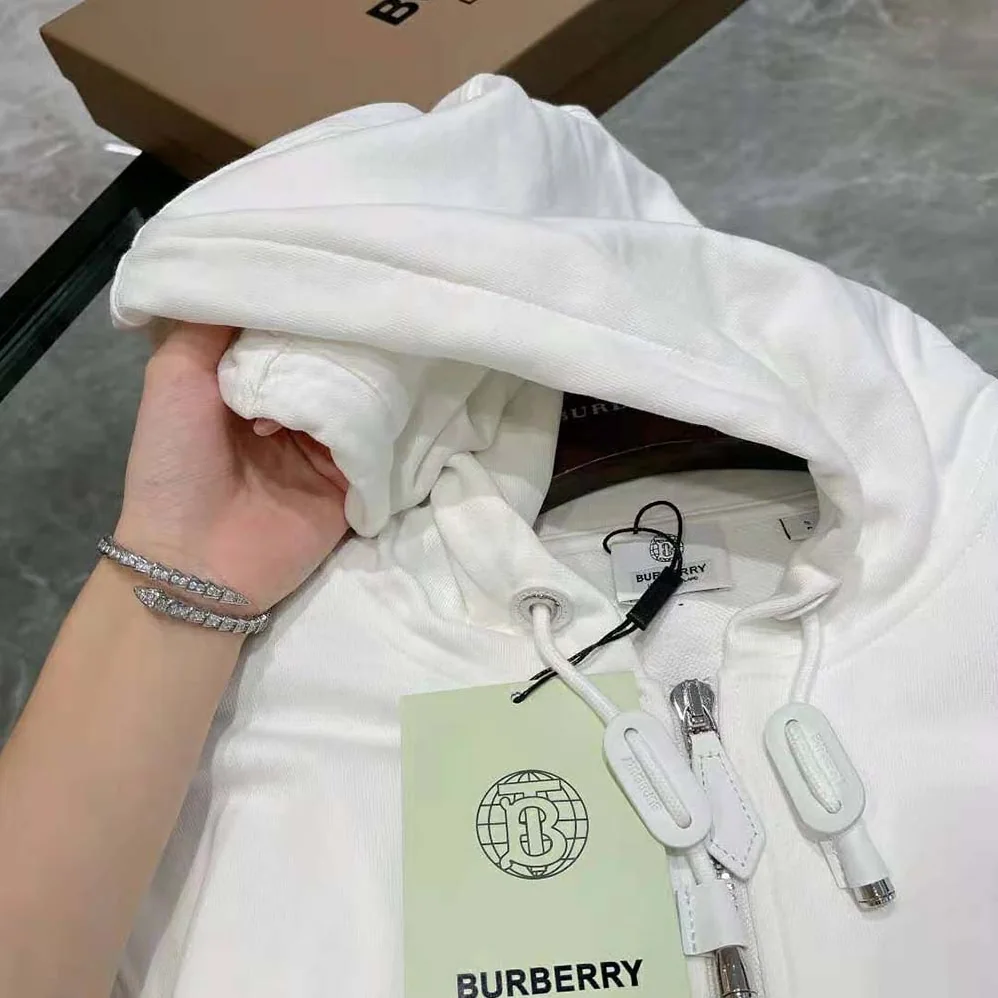 Burberry Heart Motif Cotton Hooded Top for Men in White