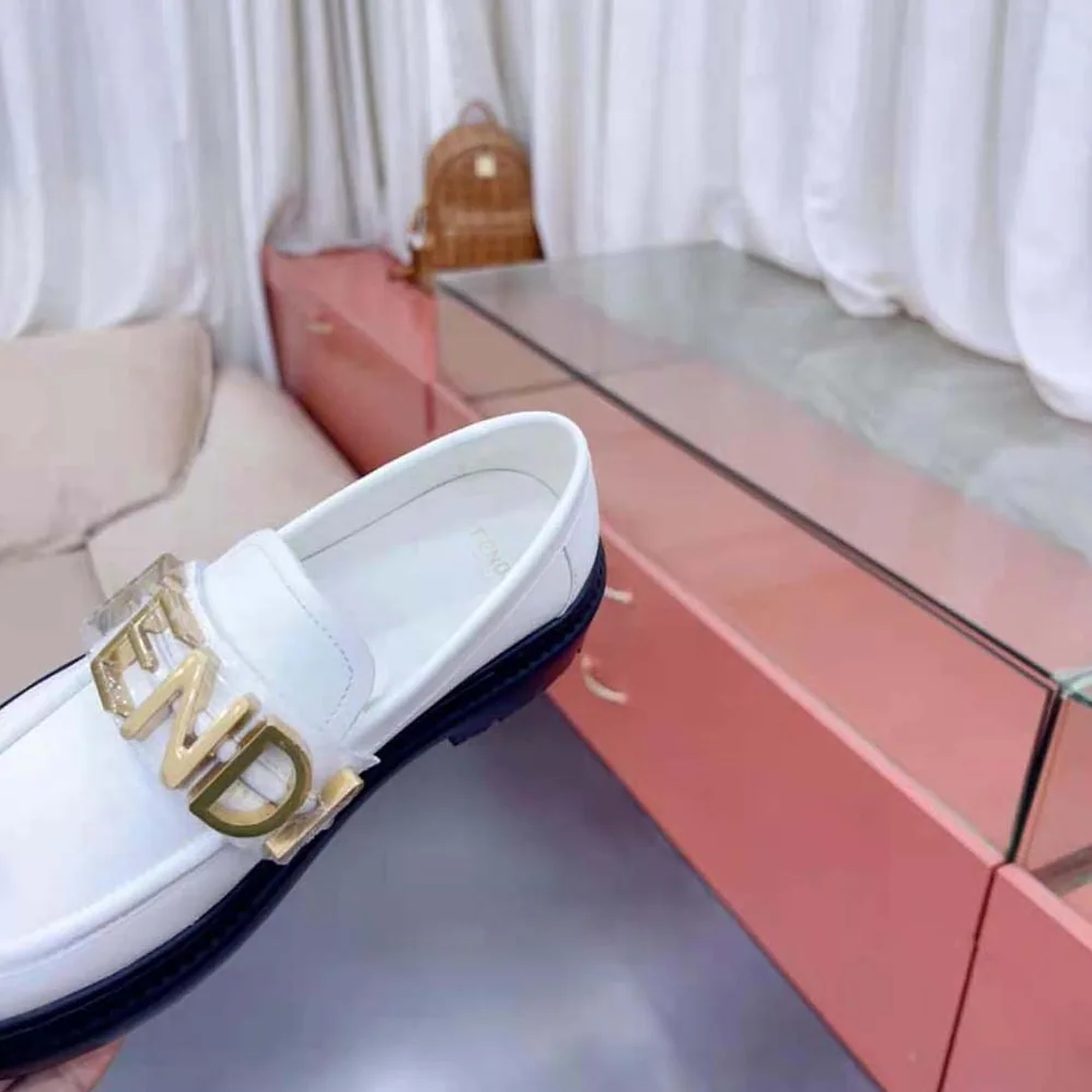 Fendi Fendigraphy White Leather Loafers for Women